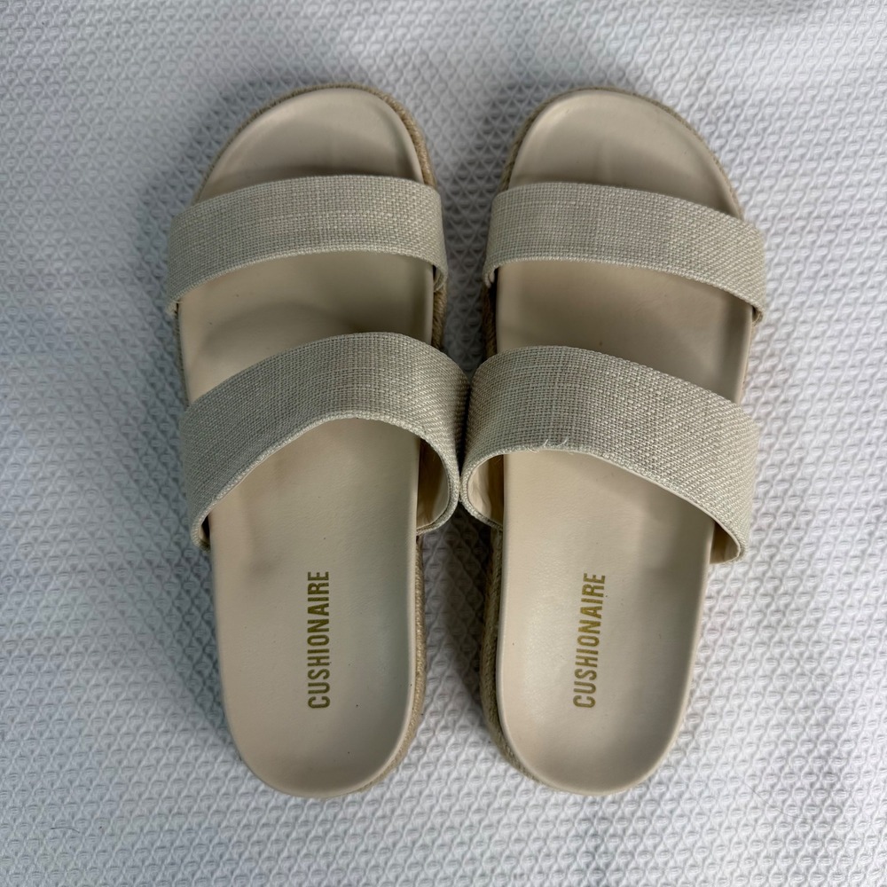Cushionaire Niles Cream Espadrille Platform Slide Sandals Womens 8.5W Beige